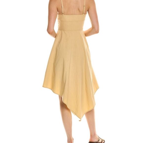 A.L.C. Women's Beige Linen Verona Asymmetric-Hem Midi Dress Size 0 $550 - Picture 5 of 5